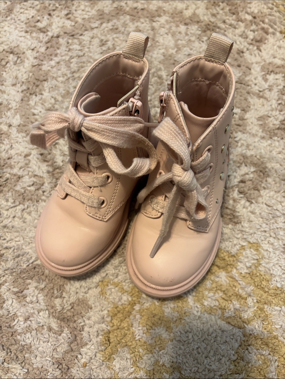 Cat & Jack Blush Pink Lace-Up Ankle Boots for Kids